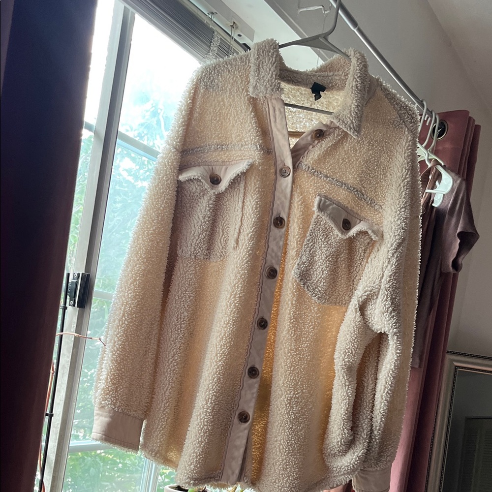Oversized Cream Sherpa Teddy Jacket